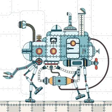 Walking metal machine Stock Illustration