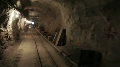 Walking in the Mine Stock Footage 10718618