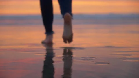 Walking on Mission Beach Sunset Stock Footage 170339939