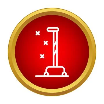 Walking mobility aid stick in red circle icon Stock Illustration