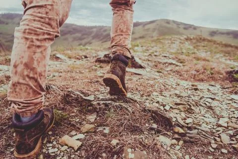 Walking up on mountain Stock Photos