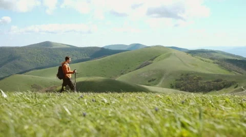 Walking into the mountains. Stock Footage 62481204