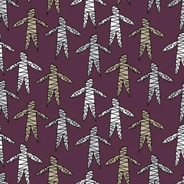 Walking mummies seamless vector halloween pattern Illustrazione stock