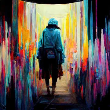 WALKING INTO NEW VIBES Illustrazione stock