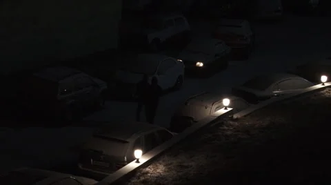 Walking at the Night Stock Footage 1039368