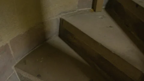 Walking up the old dusty stone steps with worn edges. Stock Footage 315243183