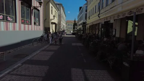 Walking in the old town of Tartu Stock Footage 281332201