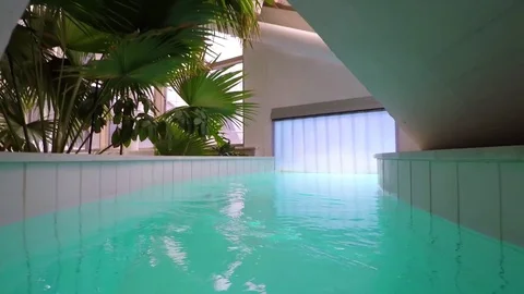 Walking Out Of Pool Canal Stock Footage 77069703