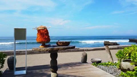 Walking out of the restaurant facing the beach, POV, Bali, HD Stock Footage 158600929
