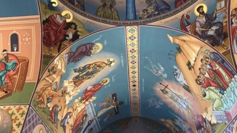 Walking out of Saint Nicholas Chapel in Protaras Video stock 90648757