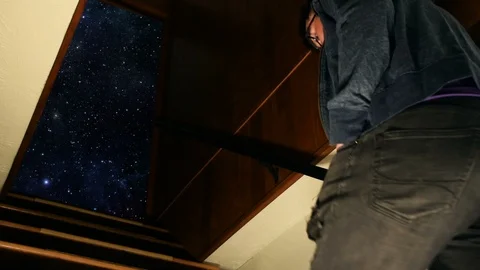 Walking into outer space concept Stock Footage 112892010