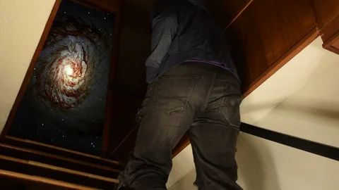 Walking into outer space concept Stock Footage 112892457