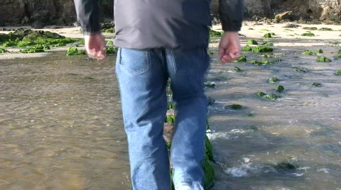 Walking over stepping stones. Vídeo Stock 281997