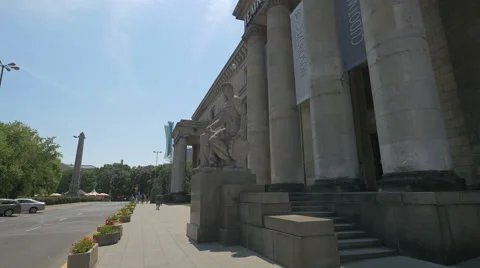 Walking in Parade Square, next to the Palace of Culture and Science, Warsaw Stock Footage 57253927