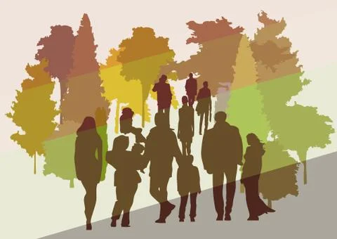 Walking in park Stock Illustration