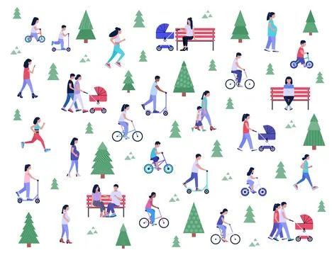 Walking in the park Stock Illustration