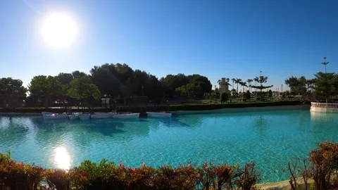Walking in Parque de la Bateria in Torremolinos, Spain 스톡 동영상 240118425