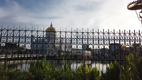 Walking passed through Sultan Omar Ali Saifuddin Mosque Stock Footage 101144286