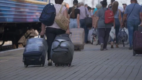 Walking passengers Stock Footage 210221639