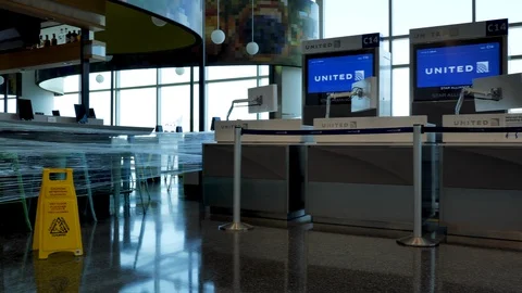 Walking past empty C gates at IAH Stock Footage 129204594