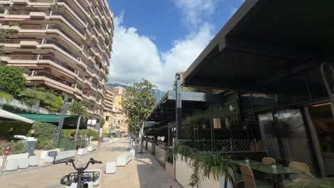 Walking Past Robuchon Restaurant Monte Carlo Monaco - Daytime Stock Footage 346418782
