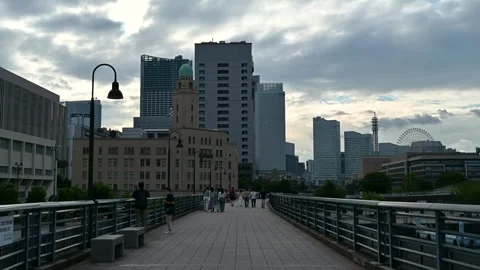 Walking path along the Yokohama waterfront Stock Footage 337883384