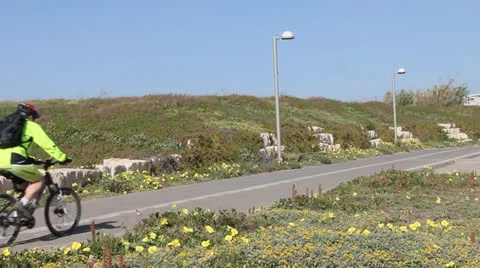 Walking path and bicycle path way near the sea Stock Footage 22760572