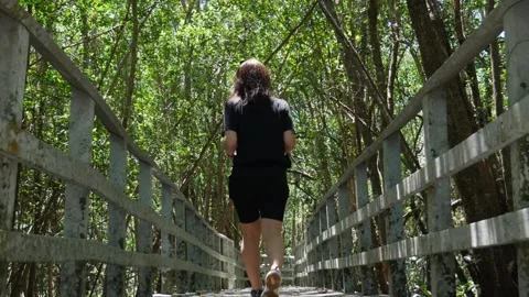 Walking on Path inside of Forest Stock Footage 159308487