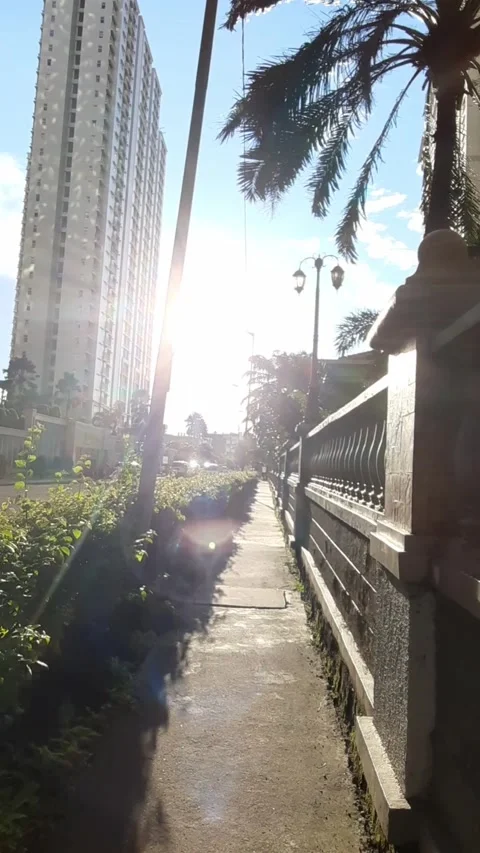 Walking Path Next to High Rise Building Stock Footage 331419743