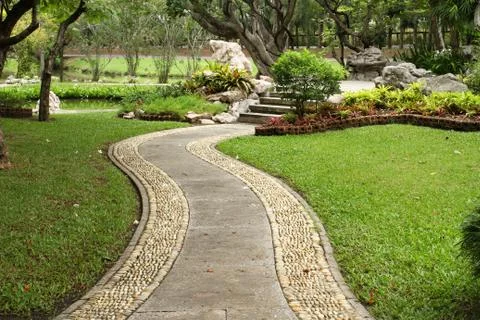 Walking path in the park Stock Photos