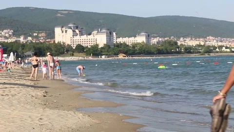 Walking people on beach Video stock 72472426