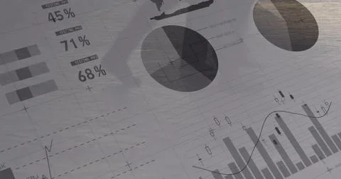 Walking people with financial data in the background 4k イラスト素材