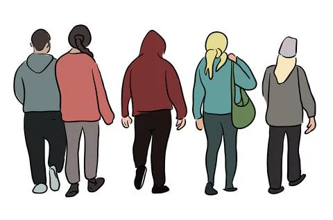 Walking people isolated in white background Stock Illustration