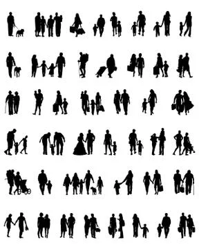 Walking people silhouettes Stock Illustration