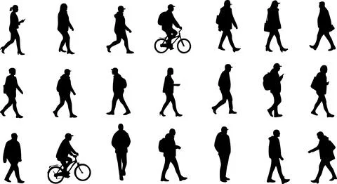 Walking People Silhouettes Seamless Pattern Background for Urban City Life Stock Illustration