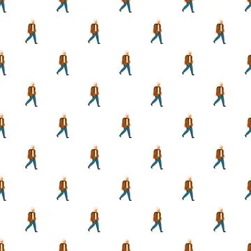 Walking person seamless pattern repeating background Stock Illustration