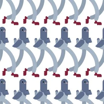 Walking pigeon pattern seamless. dove walk background. Cartoon City bird goes Stock Illustration