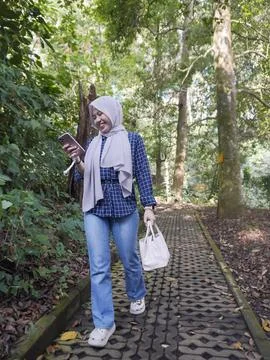 Walking in a pine forest Stock Photos