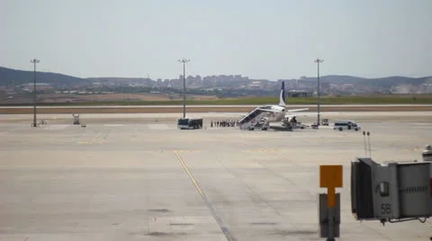 Walking to Plane in Airport Stock Footage 25863256