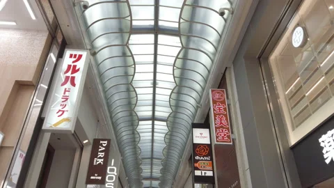Walking point of view . Shinsaibashi-suji Shopping Street in Osaka , Japan Stock Footage 229224508