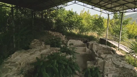 Walking point of view through Preserved remains of the ancient royal bath s.. Stock-Footage 311220516
