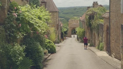 Walking the quiet roads of Domme Stock Footage 293201608