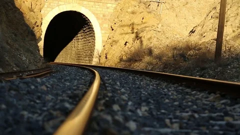 Walking on the Railroad tracks Stock Footage 70972708