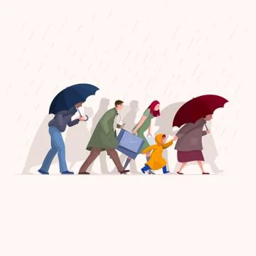 Walking in the rain Stock Illustration