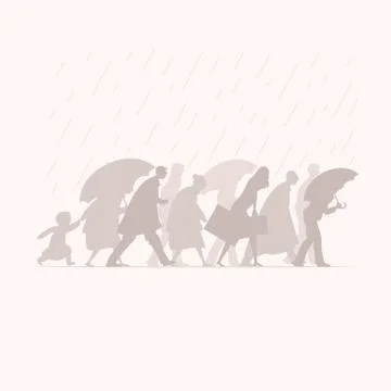 Walking in the rain Stock Illustration