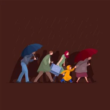 Walking in the rain Stock Illustration