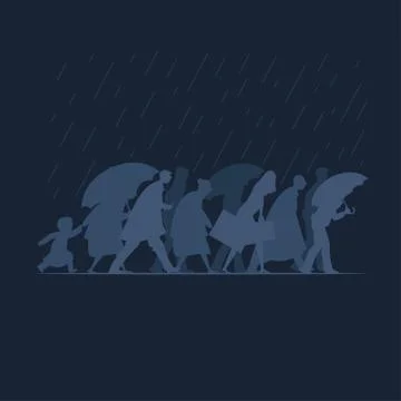 Walking in the rain Stock Illustration
