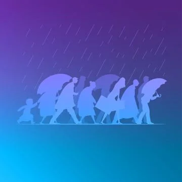 Walking in the rain Stock Illustration