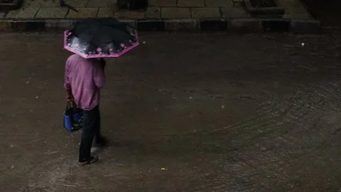 Walking-in-the-rain-India-4 Stock Footage 139919419