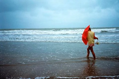 Walking in the rain 写真素材